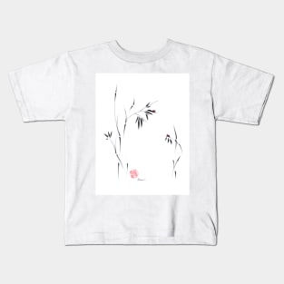 Social Distancing  ~  sumi-e ladybug bamboo ink brush pen painting Kids T-Shirt